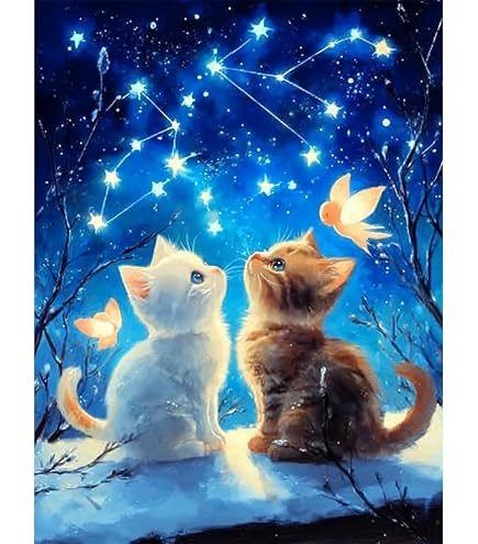 Amazon.co.jp: YUEQUN ダイヤモンドアート キャットフラワー 30X40cm